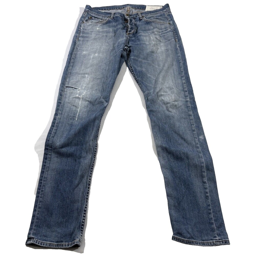 Rag & Bone Jeans Fit 3 Slim Straight Mens Bainbridge Wash Blue Button Fly Sz 31